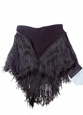 ZYM Dance Style Black Tiered Fringe Latin Salsa Ballroom Dance Skirt Size S NWT