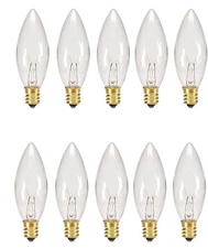 Lot of 10 Bulbs ~ Welcome Candle Lamp  Replacement Candle Bulbs 7 Watt E12 Base