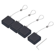 Retractable Cable Lock with Double-Sided Adhesive Slow 600g 4Set Black