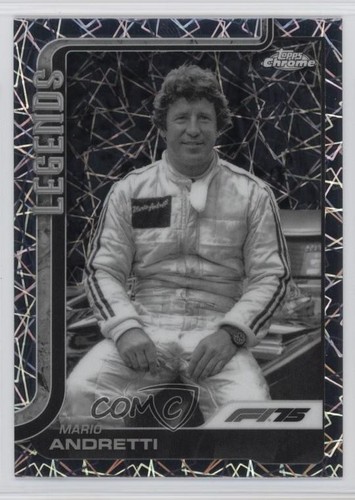 Mario Andretti [Black White Lazer Refractor] #161 2025 Topps Chrome Formula 1 card