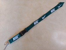 Nike Lanyard Green  White Swoosh Strap Detachable Keychain Badge ID Holder