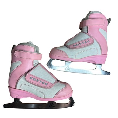 Jackson Softec Youth Ice Figure Skates Size 12 J Pink White Adjustable Strap