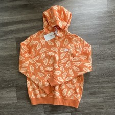 Nike Sportswear Orange Pullover Hoodie Women's M Logo Knit Cotton Blend