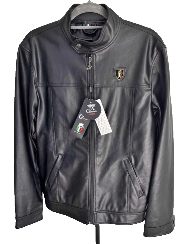 Armani Collezioni Faux Leather Outer Shell Solid Coats, Jackets