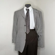 Canali Mens Blazer 40R Gray Wool 3 Button Large 44" Sport Coat Suit Jacket