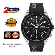 HUGO BOSS 1513716 MEN'S SYNTHETIC RUBBER WATCH BLACK DIAL 44 MM