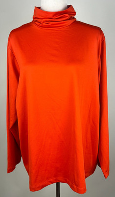 SUSAN GRAVER Essentials L/S Butterknit Ruched Turtleneck - 2X, Orange