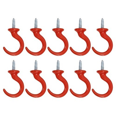 1.9'' x 1.1'' Ceiling Hook, 10pcs Screwable Ceiling Orchid Hook, Red