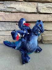 Folkmanis Blue Three-Headed Dragon Winged Hydra Hand Puppet Mythical Creature