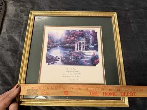 THOMAS KINKADE GARDEN OF PRAYER FRAMED MATTED PRINT SERENITY PRAYER 14"x14" COA - Picture 8 of 10