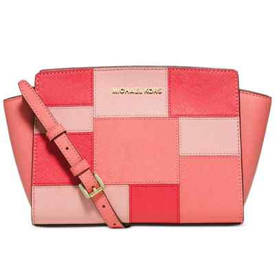 MICHAEL Michael Kors Selma Medium Messenger Pink Grapefruit $248 NWT