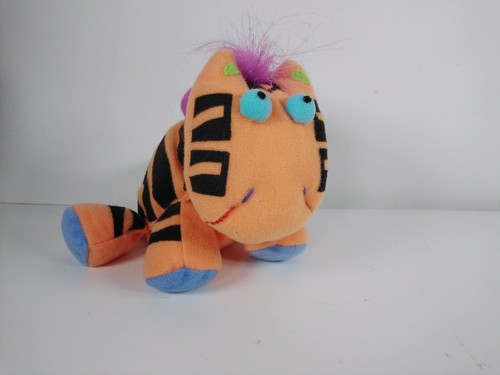 Vintage Crayola Hallmark Cards Zebra Plush Orange, Blue Eyes Stuffed Animal 4" - Picture 2 of 8