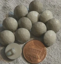 12 Small Shiny Glossy Grey PLASTIC Shank Buttons Faceted Domed 1/2" 13mm 4432