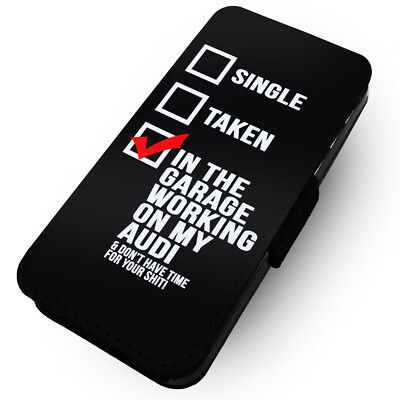 Bedruckte Kunstleder Klapp Handy Hülle iPhone - In der Garage Funktioniert..Audi