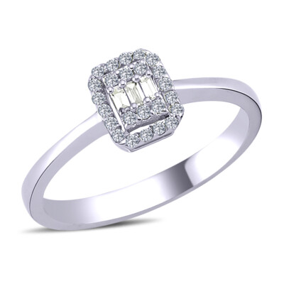 0,14 Carat Diamant Baguette Ring in 8 Karat Weißgold