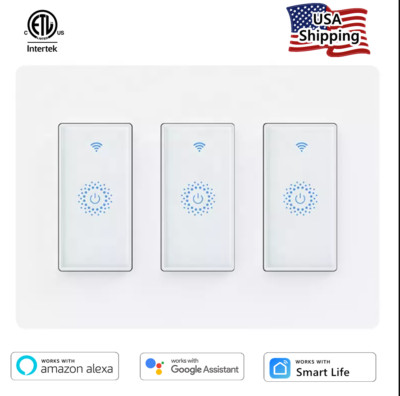 3-Gang Nexete Smart Wi-Fi   Bluetooth Light Switch  Alexa Google  Smart Life App