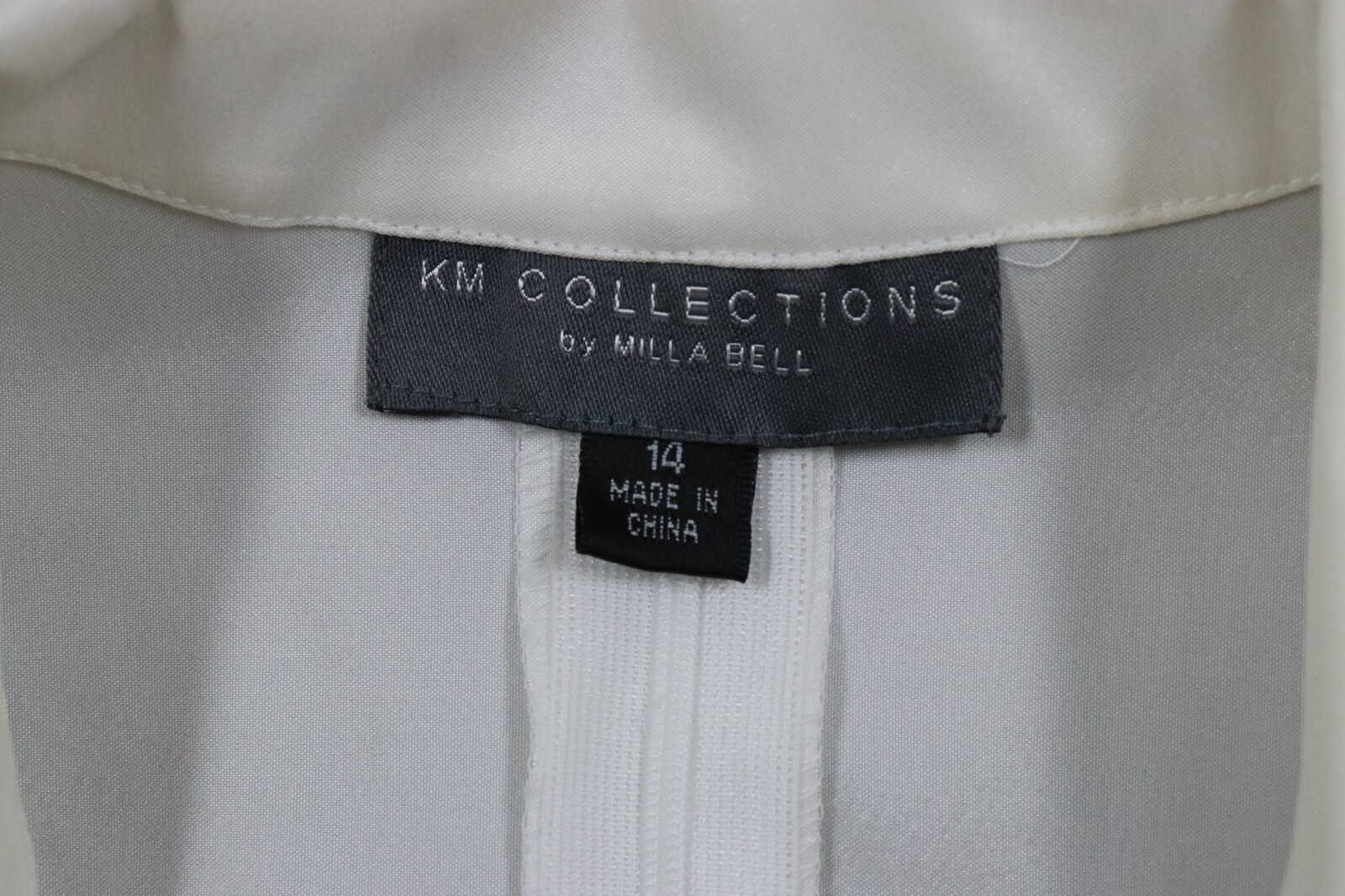 Vintage KM Collections By Milla Bell Blouse Womens 14 Ivory Floral Cutout Beaded image 2
