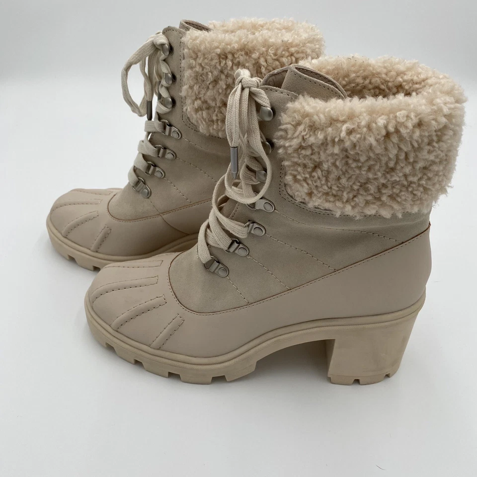 Splendid Mikayla Suede Sherpa Chunky Lug Lace Up Leather Combat Boots 9 NWOT — 第 3/4 张图片