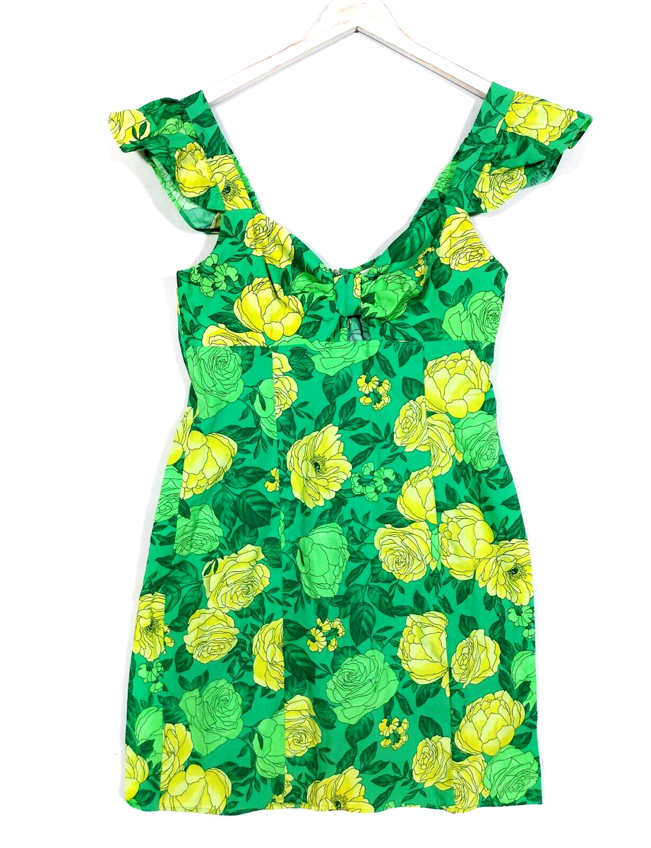 Topshop poplin green rose cut out mini dress in green UK 8/ EU 36/ US 4 Topshop poplin green rose cut out mini dress in green UK 8/ EU 36/ US 4