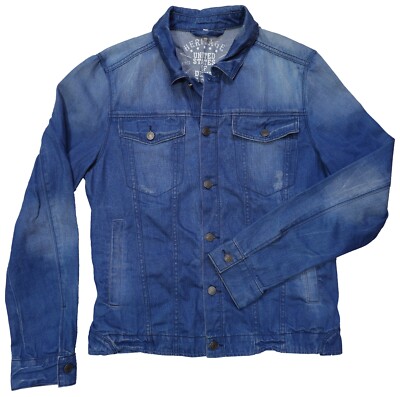 TOM TAILOR Jackets Men's Blue Denim Jeans Button Bomber Jackets Size L Cotton