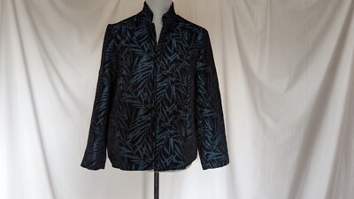 Draper's & Damons Womens Suit Jacket Size PM  Black/Blue Top Zip Up