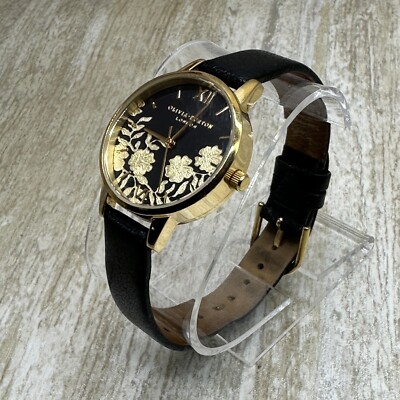 Olivia‎ Burton Watch ob24000112 35mm Floral Bloom Ultra Slim Gold & Black Signature 36mm Sunflower Rose Gold Bracelet Watch | Olivia  main image 4