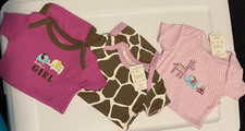 Carter's Just One You Infant Girl 3 Piece Set Size 3M Bodysuits Colorful Animals