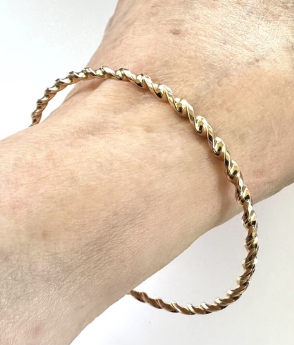 Solid 14k Yellow Gold Hand Twisted Slip On Bangle Bracelet 9 grams - Picture 6 of 12
