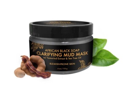 Shea Feuchtigkeit afrikanische schwarze Seife klärende Schlammmaske mit Teebaumöl 4oz