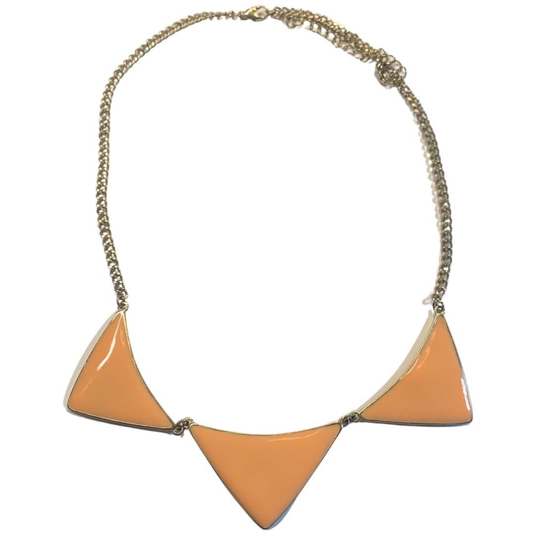 Orange Triangle Geometric Statement Necklace 22” … - image 2
