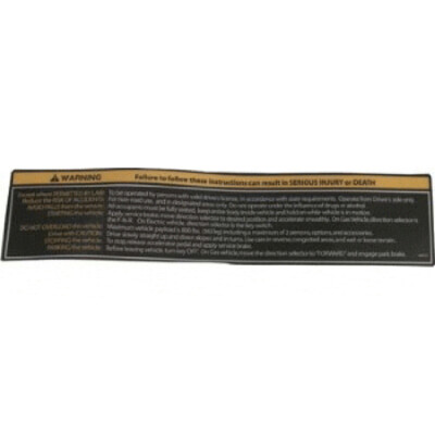 E-Z-GO Golf Cart Warning and Instruction Cup Holder Safety Decal