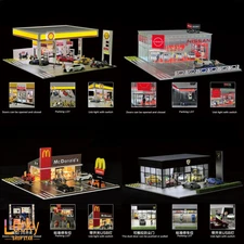 Diorama 1/64 Garage Models LED Lighting City Street View Scene Building Model US