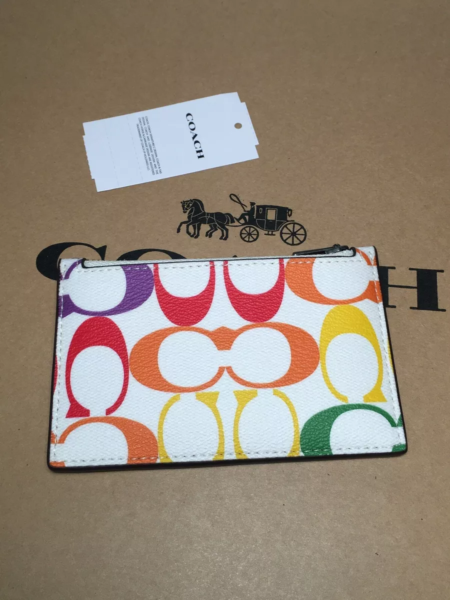 Coach rainbow card holder sales