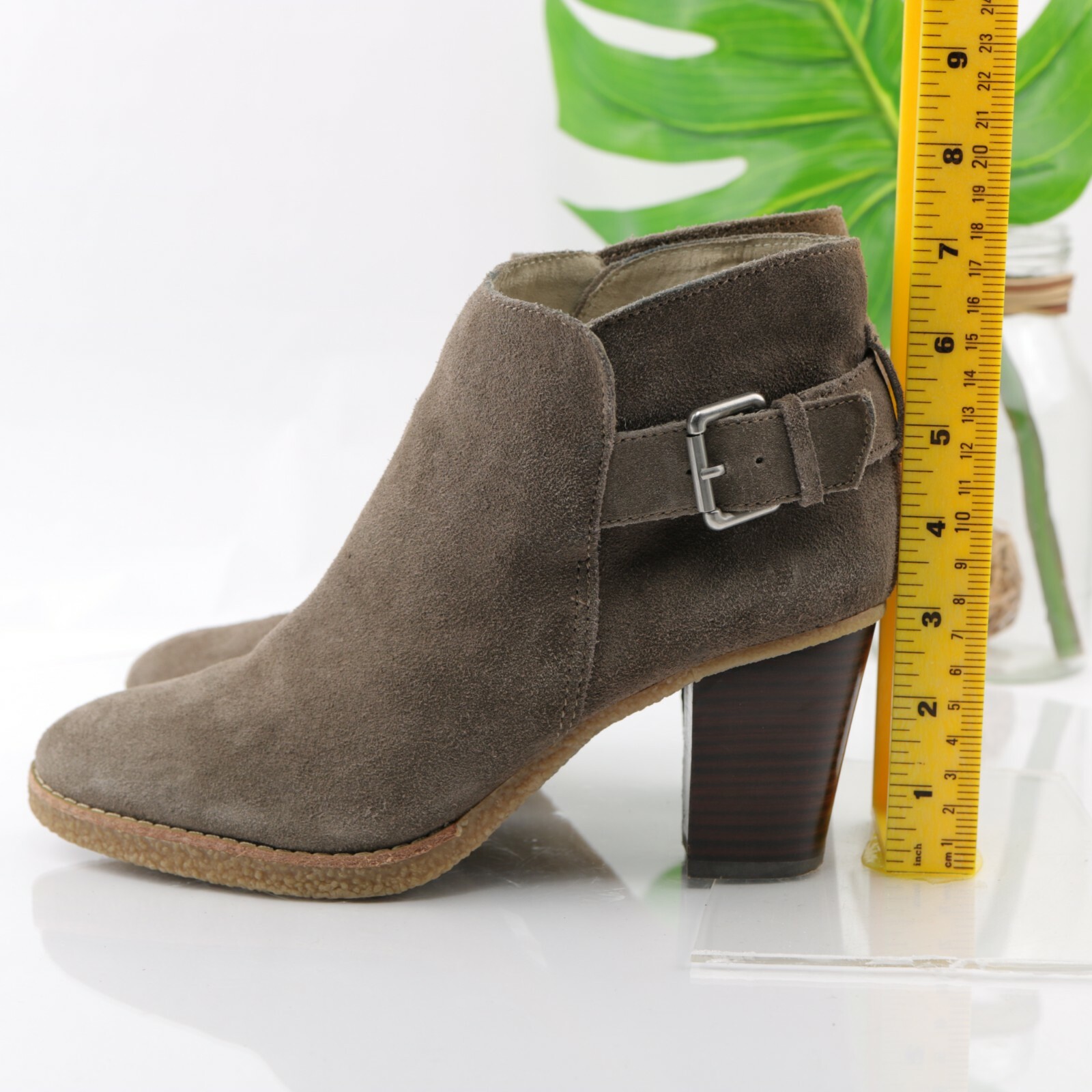 SAOLA Stivali GAP donna Lucy taglia 8 grigio scamosciato tacco a blocco tacco a blocco stivaletto suola crepe