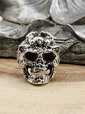 Solid Sterling Silver, Rustic Design Skulls, 925 Silver, New, Custom Sizes