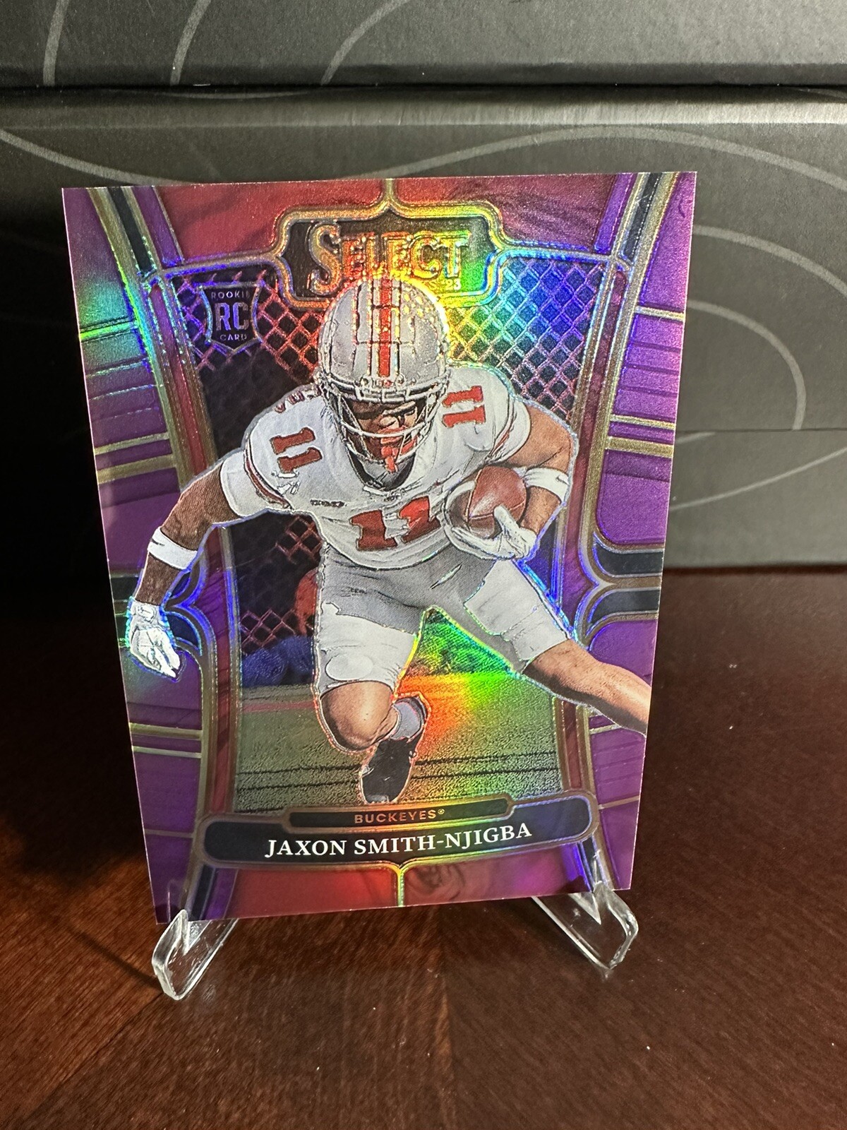 2023 Jaxon Smith-Njigba Panini Select Draft Picks Rookie Purple Prizm #7 17/75