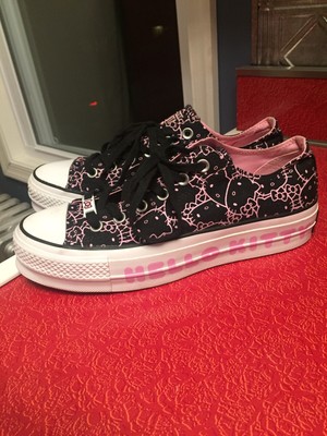 converse hello kitty platform black shoes