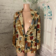 Vintage Kensington Square Blazer Jacket Art To Wear Size Medium Floral Repaired
