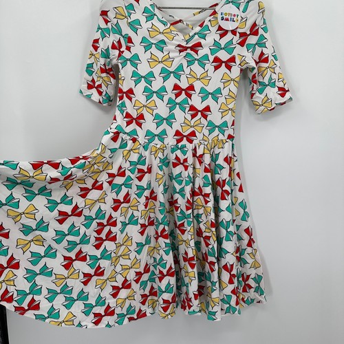 Dot Dot Smile Girl's Ballerina Skater Dress sz 11 NWT Short Sleeve Christmas Bow - Picture 4 of 9
