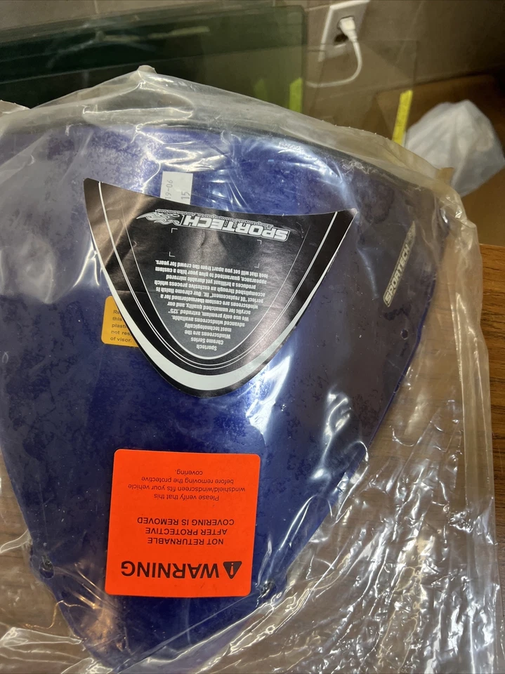 2005 铃木 GSXR 1000 Sportech Trans 蓝色镀铬挡风玻璃 2301-0242 NOS — 第 3/4 张图片