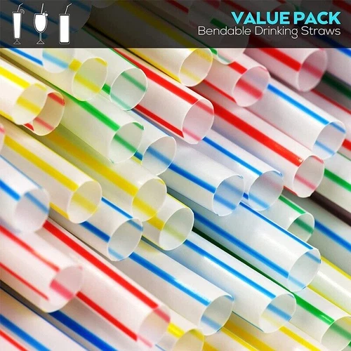 UP 2000x Multicolor Straws BPA Free Bendable Biodegradable Drinking Party Straw - Picture 3 of 12