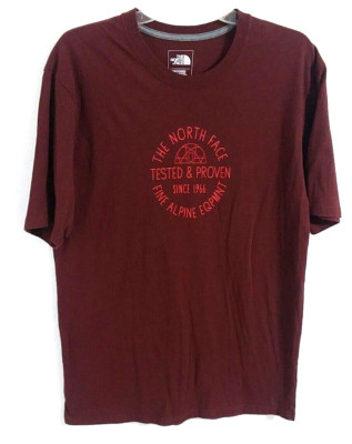 The North Face T-Shirt Logo Graphic Short Sleeve Large Tested Proven Men's Brown