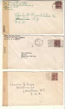 Mexico 3 WWII covers examined censor numbers 36043 36053 36075 to Knox Gelatine