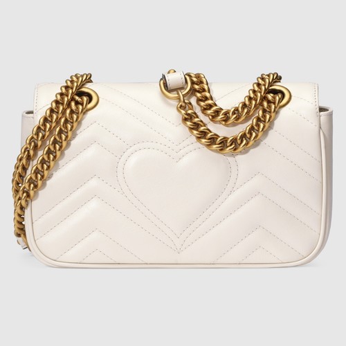 GUCCI Marmont GG Small $2450 White Leather Shoulder Bag New And Authentic - Picture 3 of 5