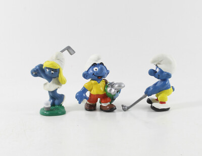 Schlumpf Schlümpfe == THEMA Golf Sport Caddy 3 Figuren Schleich