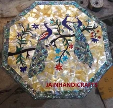 2'x2' white marble table top coffee center inlay lapis mosaic home decor mop