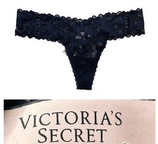 Victoria's Secret - NEW - Navy Blue Lace Thong Panties - NWT - Size Medium M