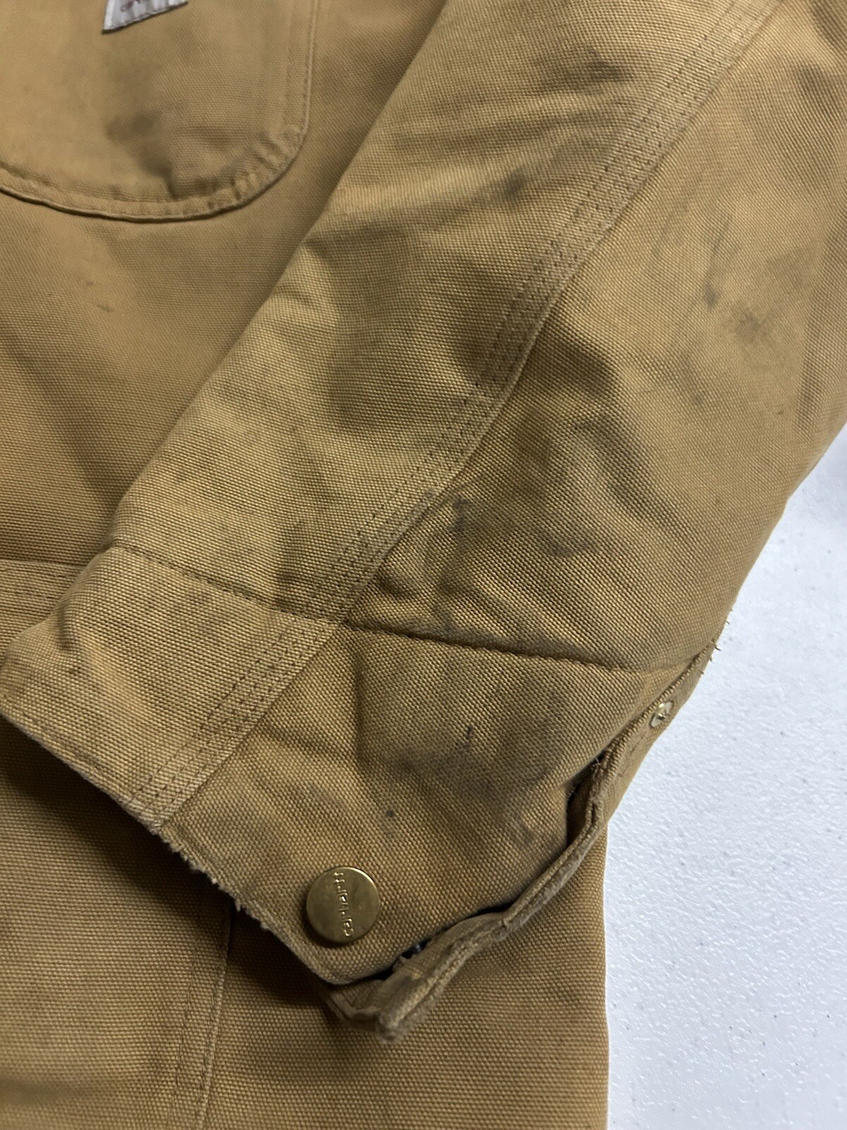 Vtg Carhartt Blanket Lined Chore Jacket Coat Mens Work Distressed Corduroy thumbnail 2