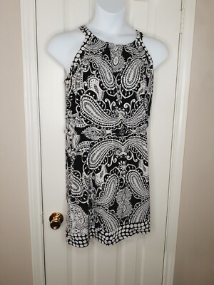 Style&co M Black&white Halter Blouson Knee-length Dress | eBay