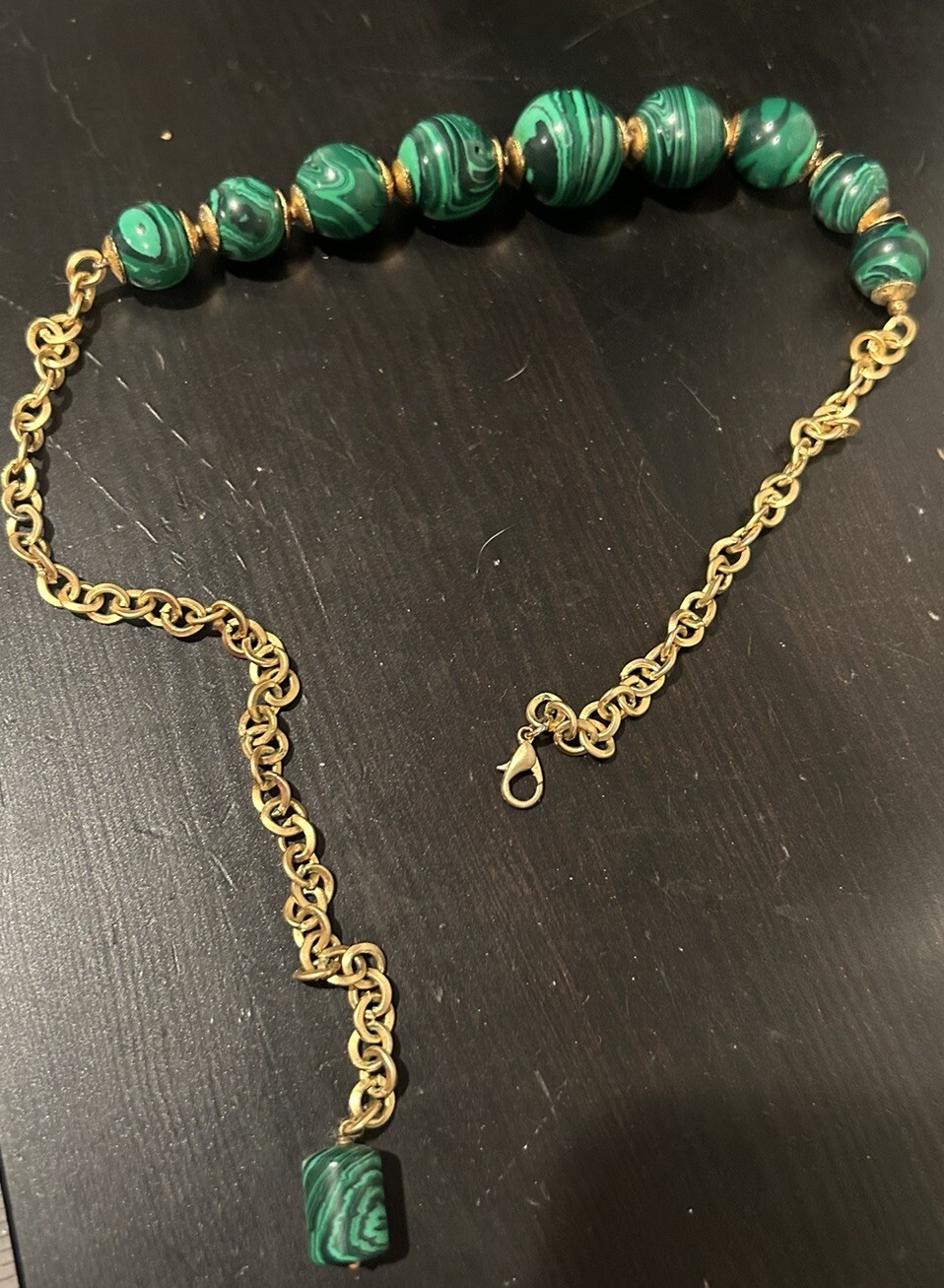 Polished Malachite Statement Necklace - image 5